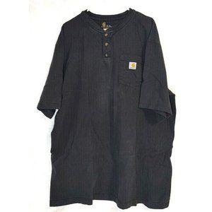 CARHARTT Men's Original Fit Short Sleeve Henley Shirt Size 3XL Tall Black